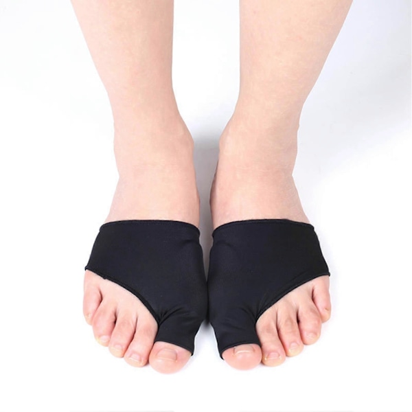 Hallux Valgus Korrigerare Ärm Mjuk Stretchig Andningsbar Skyddande Stöd Stortå Separator Socka för Män Kvinnor Svart S (Storlek 3539)