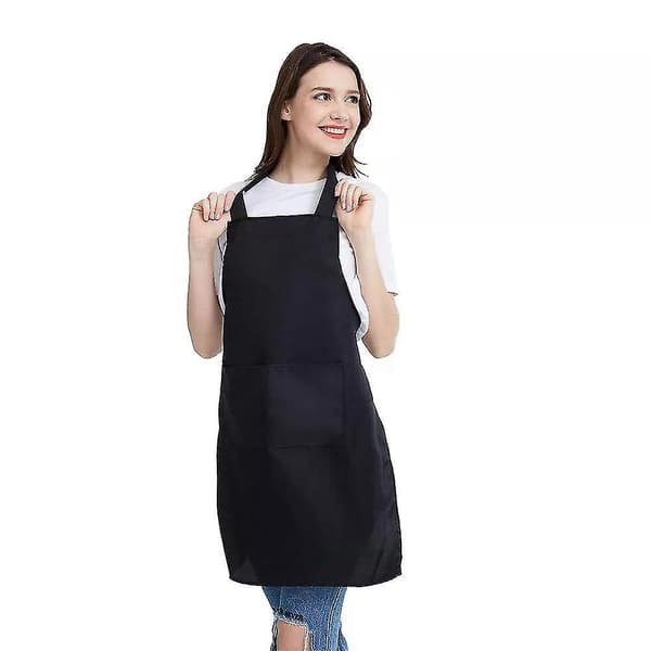 10-pak hagesmækforklæde - Unisex sort forklæde i bulk med 2 rummelige lommer, maskinvaskbart til køkkenhåndværk