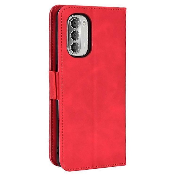 Useita korttipaikkoja sisältävä lompakkokotelo Motorola Moto G51 5G -puhelimelle, PU-nahkainen suojakotelo jalustalla Red