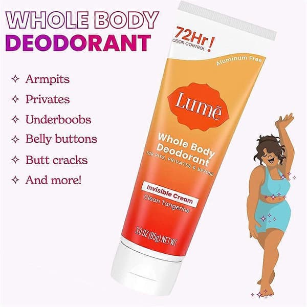 Lume Helkroppsdeodorantkräm Ren Mandarin Hudsäker 72 timmars luktkontroll
