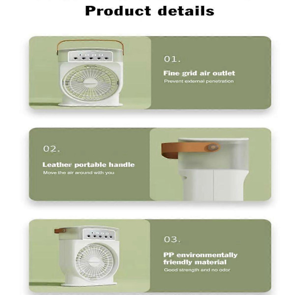 Freeze Bærbar Luftkøler Ventilator, Is Ventilator Luftkøler, Freeze køleventilator White Rechargeable