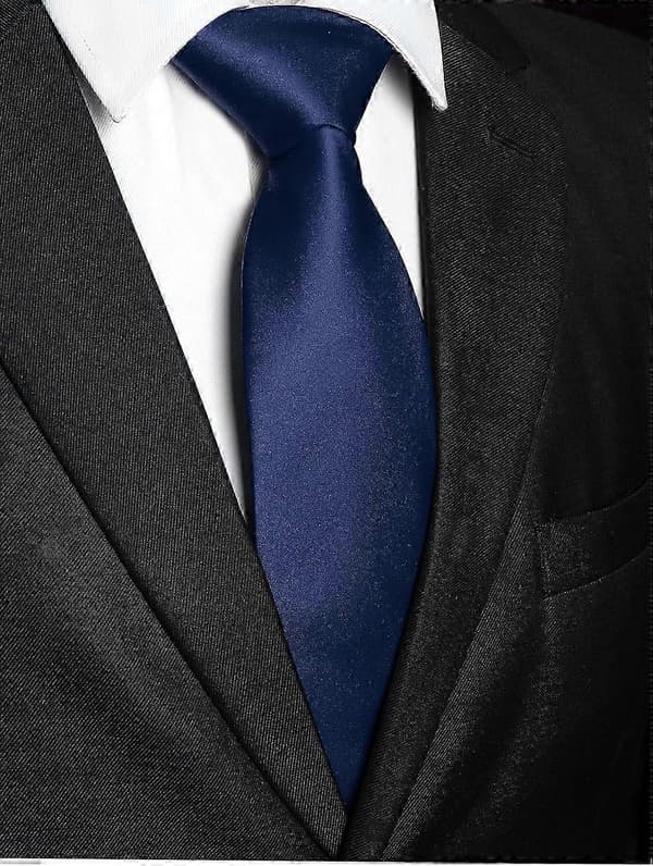 Ensfarget slips, herre, slips for forretninger og bryllupsfest Navy Blue