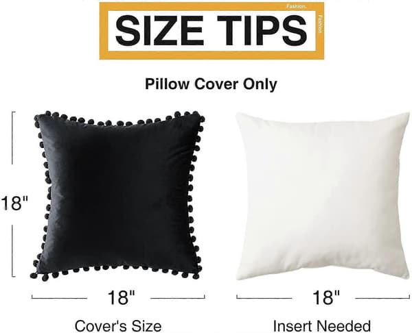 Dekorativa Prydnadskuddar med Pom-poms 45 x 45 cm, 2-pack, Aqua Blå