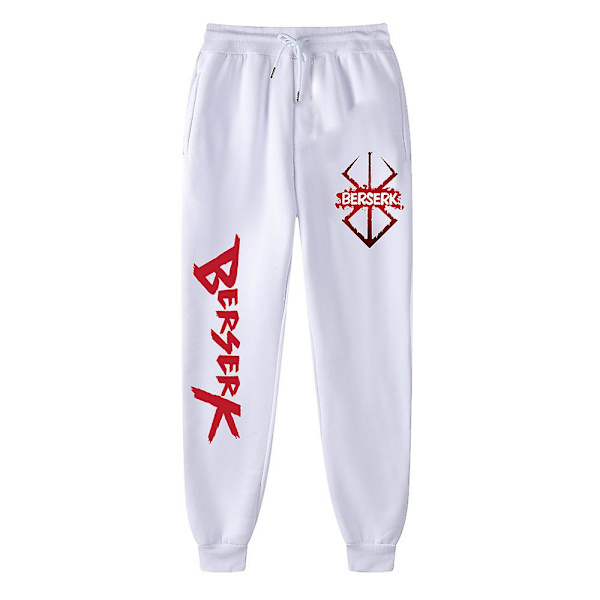 Anime-housut Berserk lenkkeilyhousut Naisten pitkät housut miesten casual housut Harajuku Streetwear lenkkeilyhousut Y2k miesten lenkkeilyhousut pitkät housut white1 M