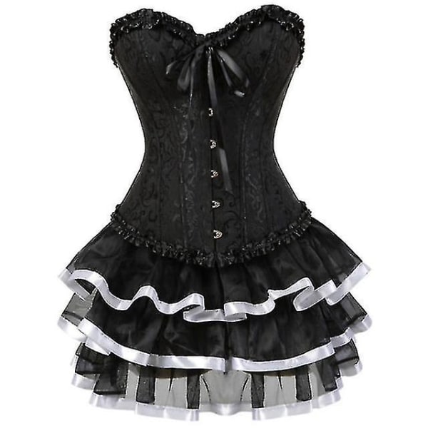 Tflycq Sexy Corsets Mekot naisille Plus Size -asu Overbust Burlesque korsetti ja minihame Set Tutu Corselet white L