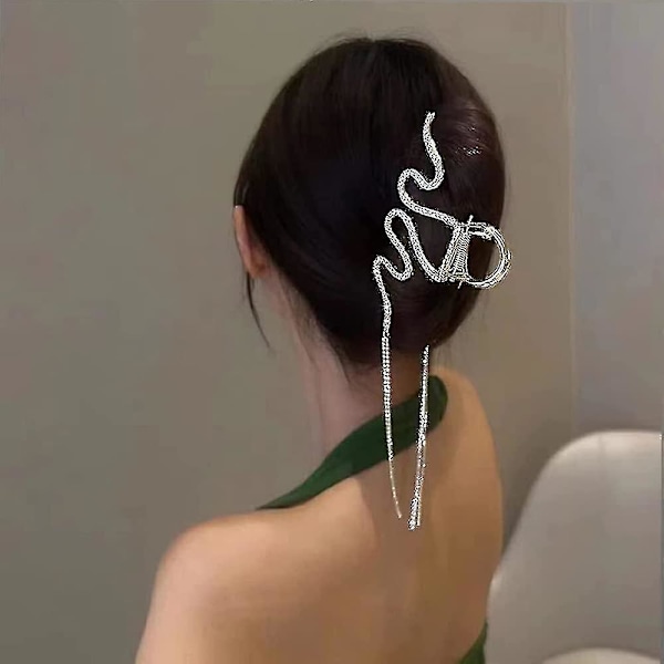 Franska Hårklämmor i Metall Silver Snack Rhinestone Hårtillbehör Hårprydnader Geometri Hårklämma Hårsnodd Lyxiga Trasor Akryl Elegant Hea