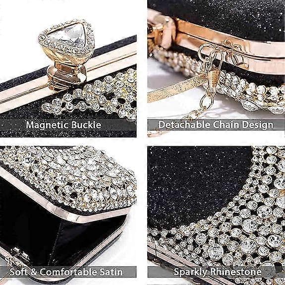 Dam Rhinestone Aftonväskor Glittrande Kristallväska Clutch Brud Bröllopsfest Bal Handväska