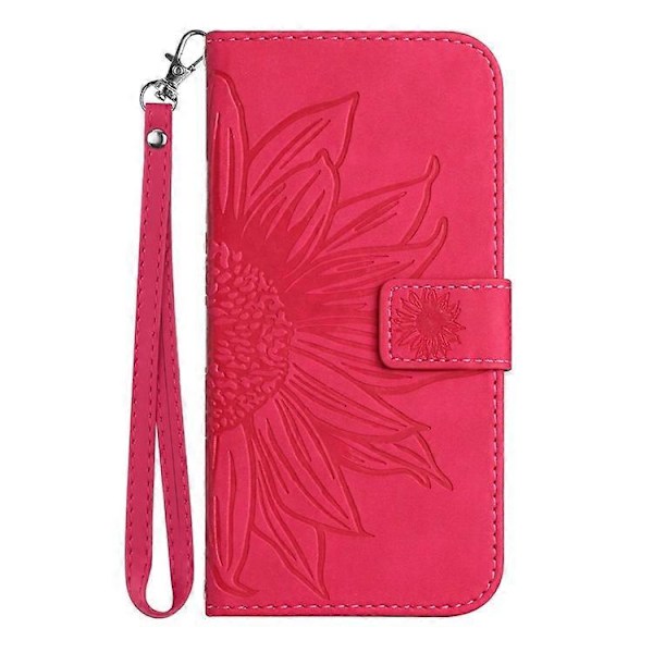 Kompatibelt för Samsung Galaxy M53 5G HT04 Skin-touch PU Läder Mobiltelefon Skydd Skal med Tryckt Solros Ställ Plånboksfodral Pink