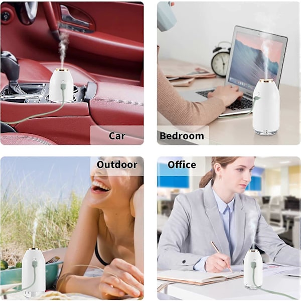 Luftfuktare för sovrum, USB-luftfuktare med växt, 26dB tyst, automatisk avstängning, lämplig för baby (270ml vit)