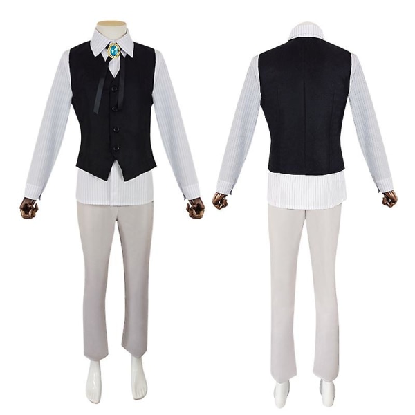 5kpl Anime Bungo Stray Dogs Dazai Osamu Halloween Carnival Cosplay -asu Tuulitakki Takki Univormupuvut Naisten Miesten Täysi set Lisävarusteineen M