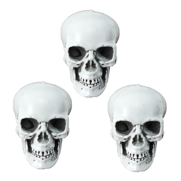 Sæsonbestemt & Julepynt 3 stk. Halloween Skeletter Plast Realistisk Falsk Simulation Menneskekranie Hoved-knogle Model Halloween Rekvisit Realistisk Mini Ske