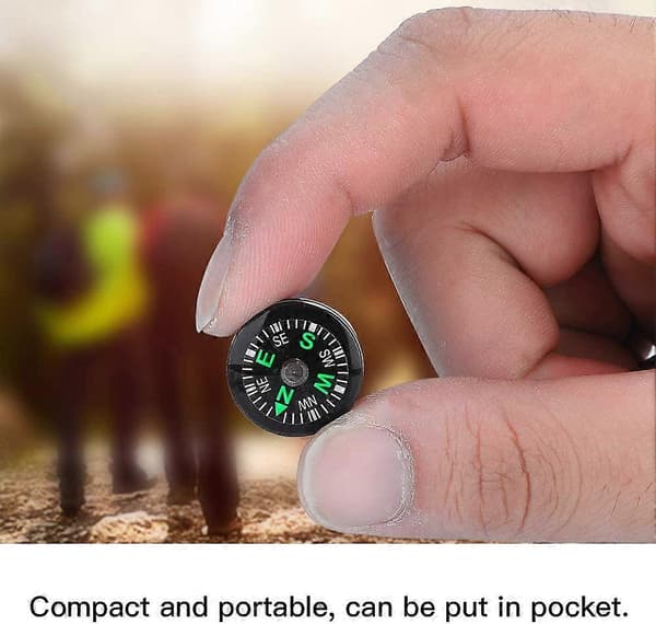 12 stk. 20 mm minikompas bærbart plastik overlevelseskompas til vandreture/rejser/camping/dyreliv/navigation