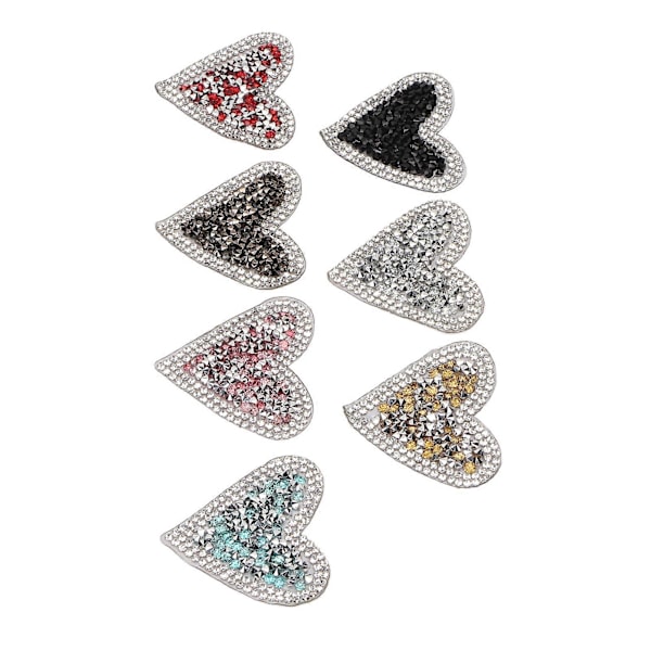 35 stk. Hjerteformede Rhinestone-lapper, skinnende glitterapplikasjoner, DIY-lapper for klær, sko, hatter, telefondeksel