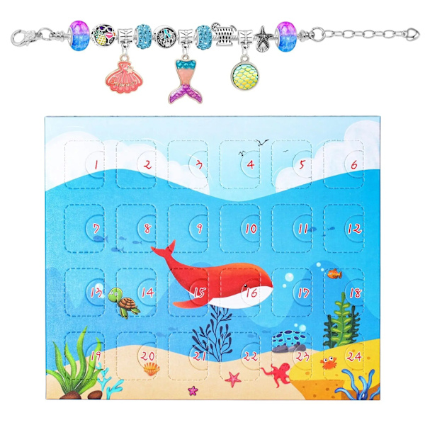Adventskalender 2023 Christmas DIY Charms Armband Countdown Calendar med 2 söta armband 22 unika charmsmycken för tjejer style 2