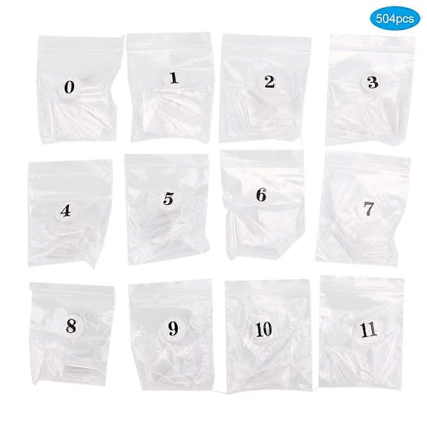 504 stk. Professionel Neglekunst Tip Øvelse Falske Kunstige Negle Patch DIY Manicure Værktøj Transparent
