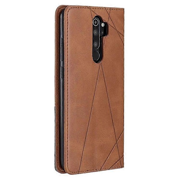 Geometriskt Mönster Ställ Läder Korthållare Fodral Kompatibelt För Xiaomi Redmi Note 8 Pro Brown