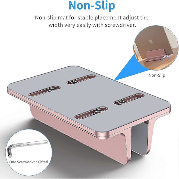 Vertikal Laptop Stand, justerbar aluminium til Macbook Pro/Air, Ipad, Surface, HP, Lenovo - pink
