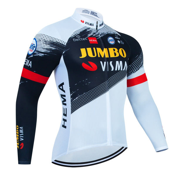 2023 JUMBO Långärmad Cykeltröja Set haklapp Byxor Ropa Ciclismo Cykelkläder MTB Cykeltröja Höstuniform Herrkläder Auburn 4XL