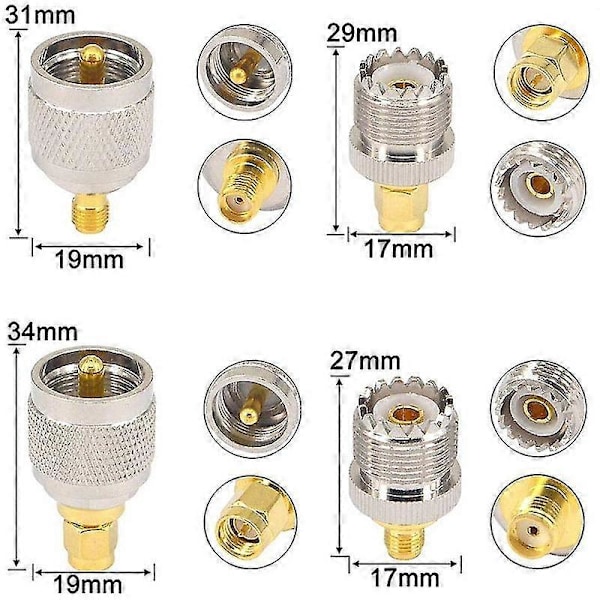 4 st / Set Uhf Sl16 Pl259 So239 Till Sma Hane Kontakt Hona Jack Rf Kontakt Testomvandlare-YuJia
