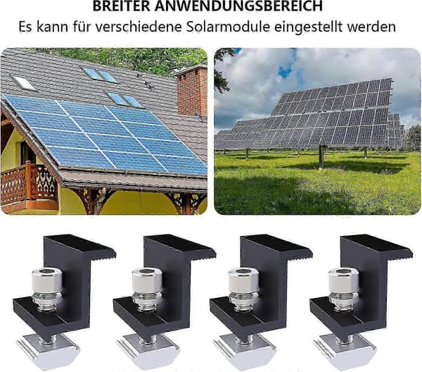4 stk. solpanel endeklemmer - 30 mm endeterminaler - Sort - Til solcelleanlæg