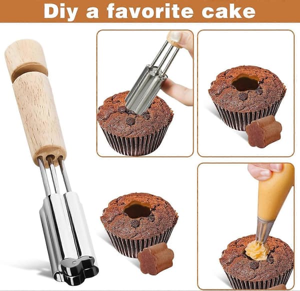 Rustfri stål cupcake udstikker værktøj brugt til cupcake fyld værktøj kage bage tilbehør, cookie bage fyld
