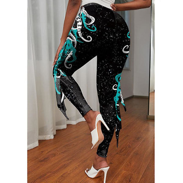 Halloween leggingsit naisille Fishe Scale leggingsit korkeavyötäröiset täyspitkät housut Halloween leggingsit tanssiin style 4 XL