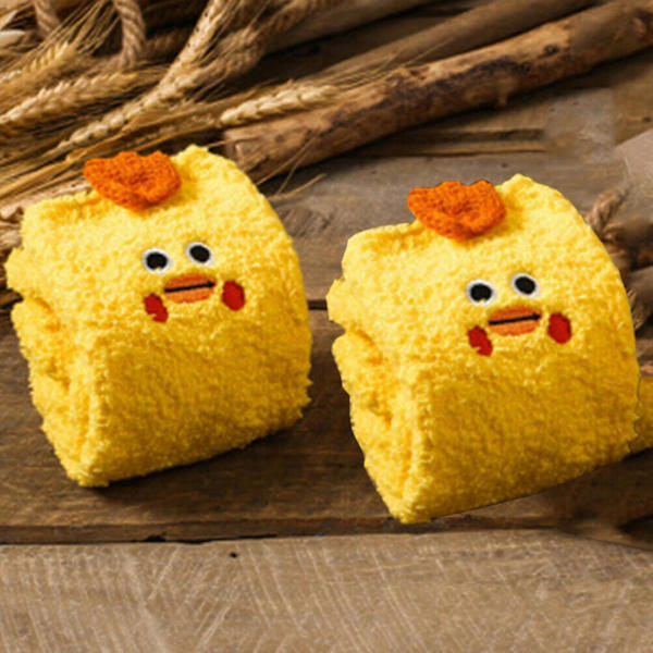 Dam Dam Vinter Varm Sock Fleece Djur Mjuk Söt Fluffig Lounge Slipper Sock Little Yellow Duck