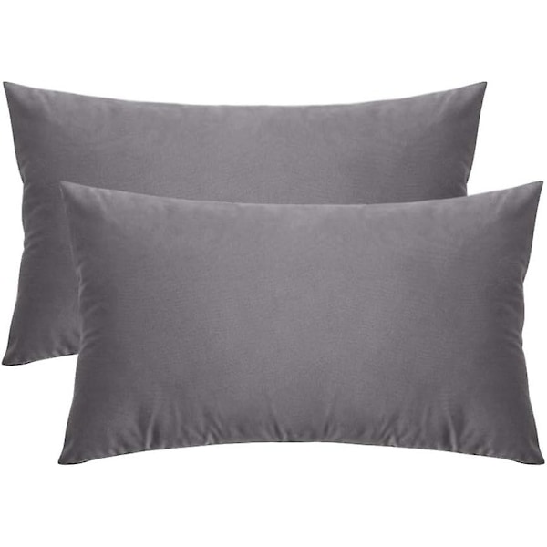 2 Örngott i Sammet Dekorativt Sofföverdrag Kuddfodral Supermjukt Mjuk Dekoration Hem Vardagsrum Sovrum För Soffa 2 Delar 30x50cm Mörkgrå