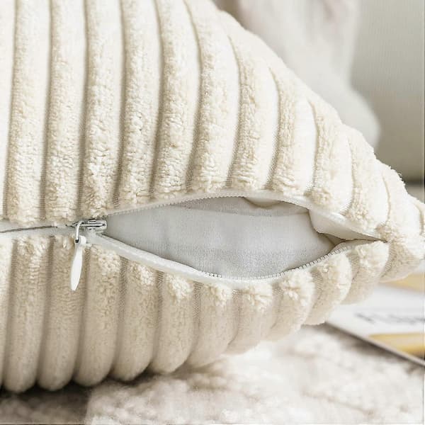 2-pack Corduroy Kuddfodral 30 x 50 cm Ländryggskuddar Vit Kuddfodral för Soffa Sovrum Bäddsoffa