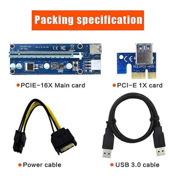 Grafikkorts förlängningskabel PCI Express 1X Riser Skärmad Förlängningsadapter