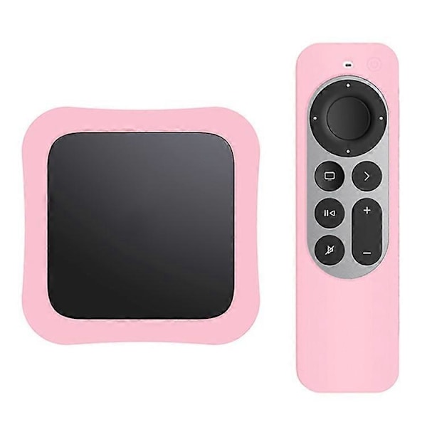 Digiboksi + Kaukosäätimen Silikoninen Pudotussuoja Sarja Yhteensopiva Apple TV 4K 2021:lle Pink