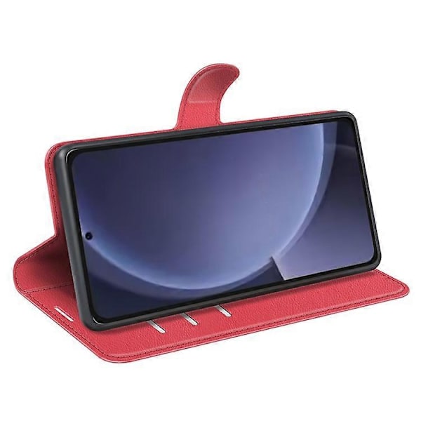 Kompatibelt Skal för Samsung Galaxy S25+ Litchi Textur Stötsäkert Läder Plånboksfodral Red