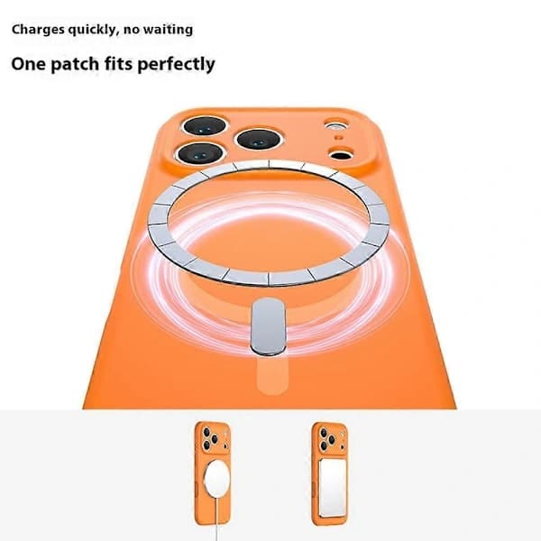 Fodral för iPhone 17 Pro Max — MagSafe-kompatibel, exakt passform, PC + flytande silikonmaterial, fluorescerande orange skyddsfodral