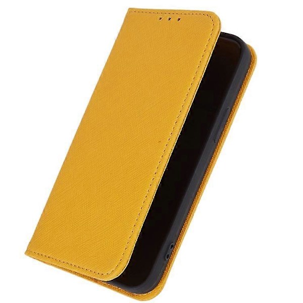 Kompatibelt Skal för Nothing Phone (3a) Fodral Korsstruktur Läder Telefonskydd Dold Magnetisk Yellow