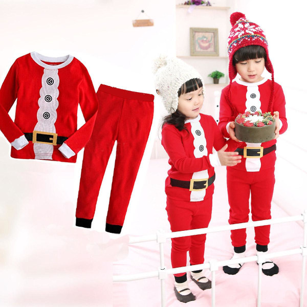 Lasten pyjamat Santa Elk -pyjamat, 2 set Red Christmas Man 1-2 Years