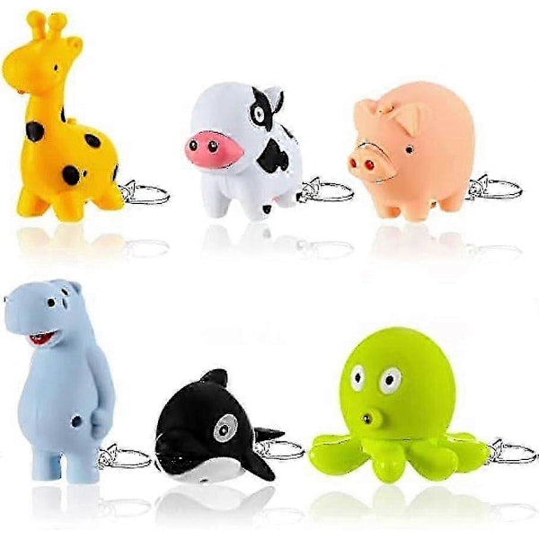 6 stycken Sjukhusficklampor för barn Sjukhusficklampor Nyckelring Djurficklampor Valp Nyckelring Tiger Flamingo Sloth Dinosaurie Katt Ficklampa Nyckelring P