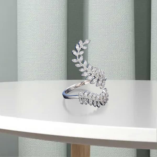 Knogring Silverfärg Graciös Öppning Bladform Justerbar Vigselring Gåva