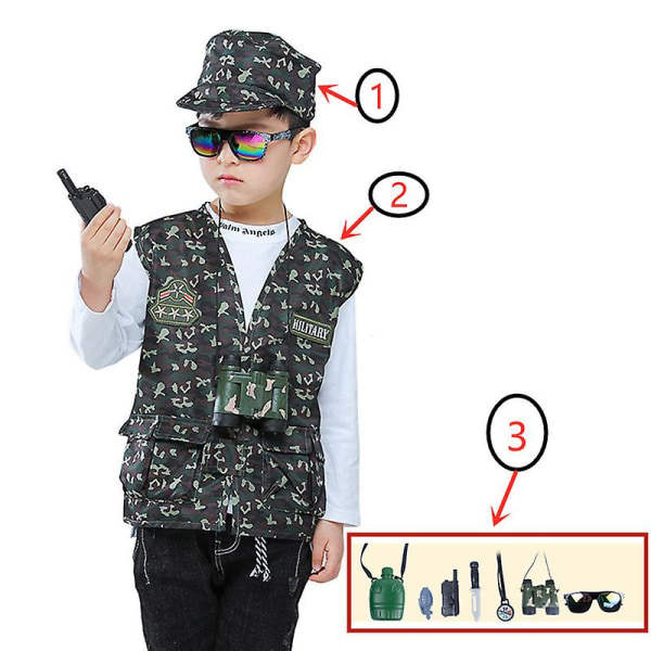 Polisdräkt för barn Klä upp set med handbojor Badge Leksaker Lämpliga för 3-8 år gamla pojkar och flickor Presenter 6
