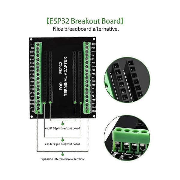 ESP32 Udvidelseskort Kompatibelt med ESP32 WiFi Bluetooth Udviklingskort NodeMCU-32S Lua 38Pin