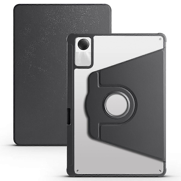 For Xiaomi Redmi Pad SE Etui Læder Roterende Stativ Tablet Cover Auto Sleep/Wake - Sort