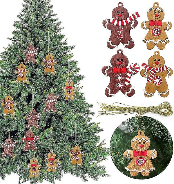 Juletre Pepperkakemann Ornamenter (b, Stil) 12 Stykker bd
