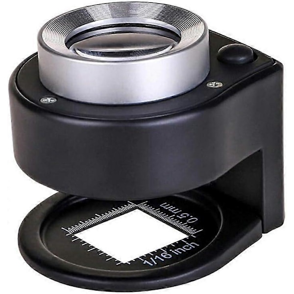 30X Håndholdt Mikroskop Forstørrelsesglas Juveler Loupe med Lys, 6 LED Desktop Metal Forstørrelsesglas Bærbar Foldbar Skala Øje Loop