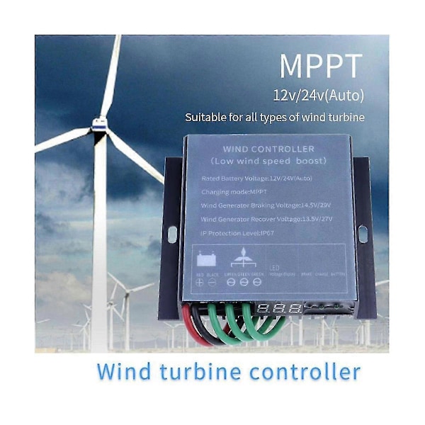 Tuuliturbiinin ohjain 12/24V 800W MPPT Tuulen latausohjain Tuuliturbiinin generaattorin ohjain