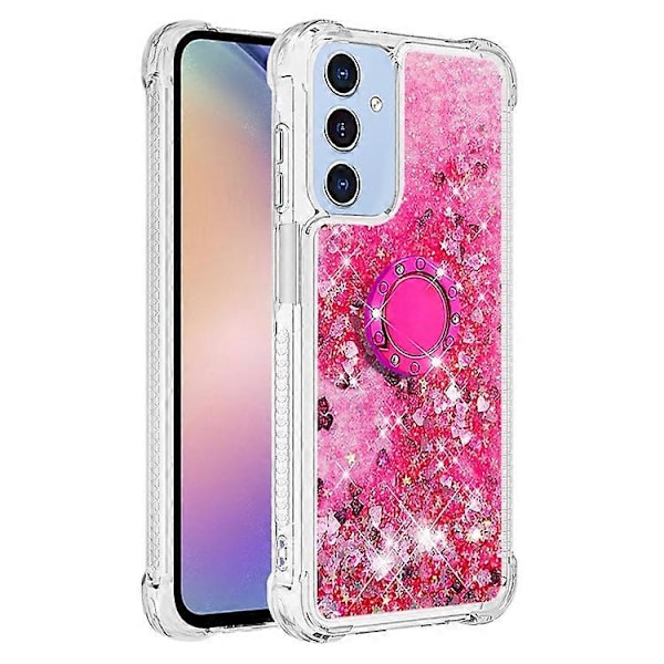 YB Quicksand Series-7 Kompatibel med Samsung Galaxy A15 5G Deksel Flytende Glitter Paljetter TPU Støtte Telefondeksel Pink