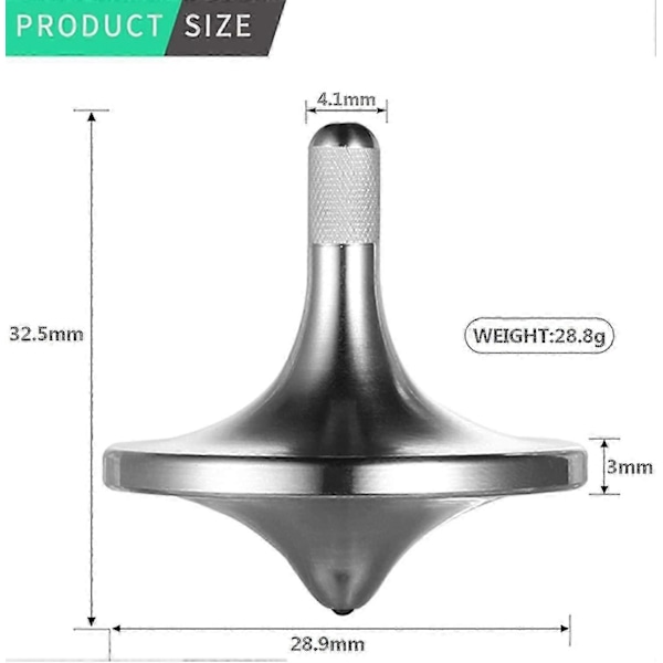 Snurrebass i rustfritt stål, førsteklasses utsøkt perfekt balanse, godt laget skrivebordsleke i metall Edc, liten fidget-leke (sølv, liten diameter 24 mm)
