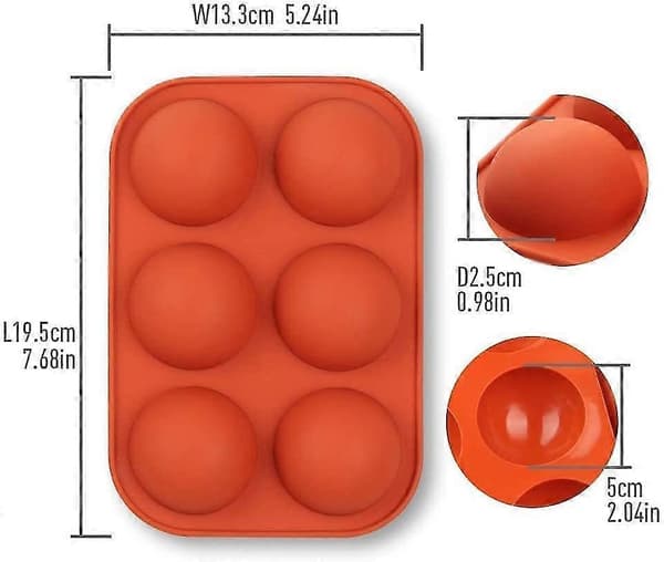 Halvsfär silikonform stor 6-håls, 2-pack chokladbollsform bakgåva Y