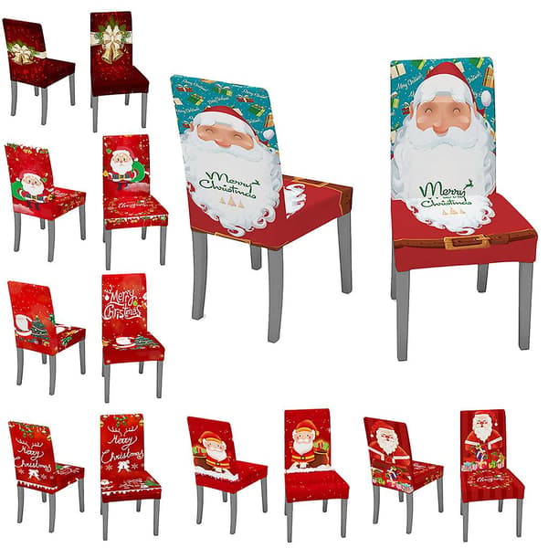 2 st Jul Stolsöverdrag Dekor Jultomte Klockmönster Överdragsskydd