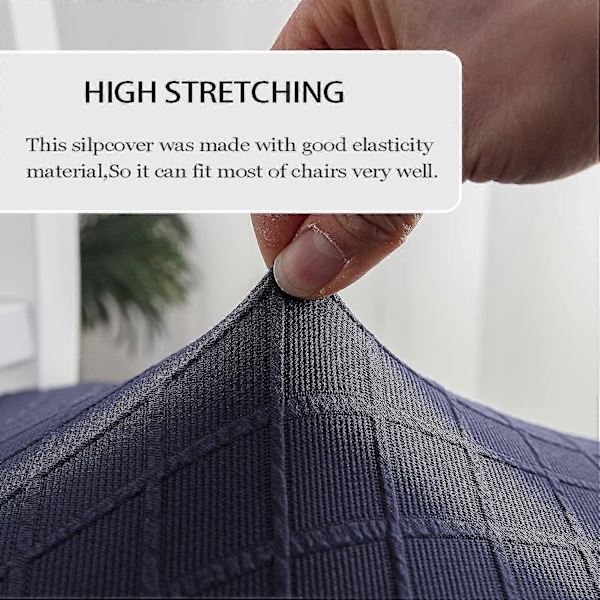 Diamantmönstrade Vattentäta Stolsöverdrag för Matsalsstolar, Stretchiga Köksstolsöverdrag (marinblå, 2 st)