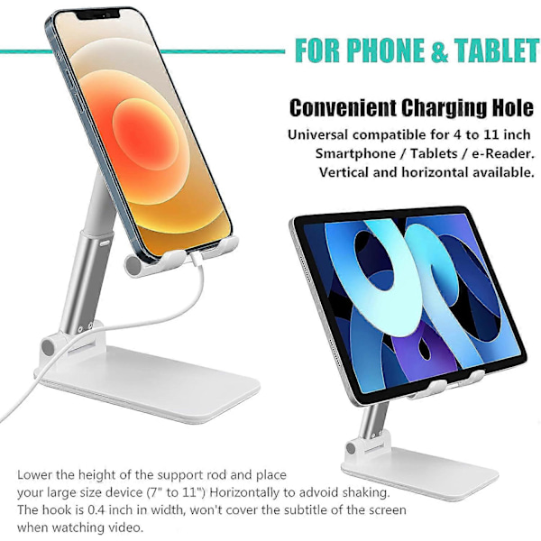 Mobiltelefonställ för skrivbord, vinkel- och höjdjusterbar telefonhållare för kontor, kompatibel med iPhone 12 11 Pro XS Max XR 8 7 6S Plus