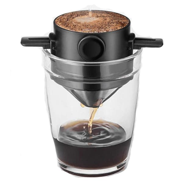 Sammenleggbart kaffefilter i rustfritt stål, kompatibelt med alle kopper.